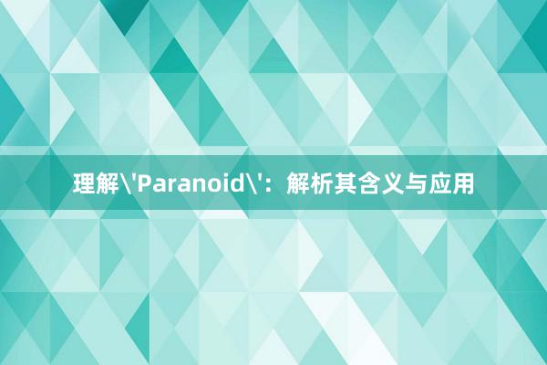 理解'Paranoid'：解析其含义与应用